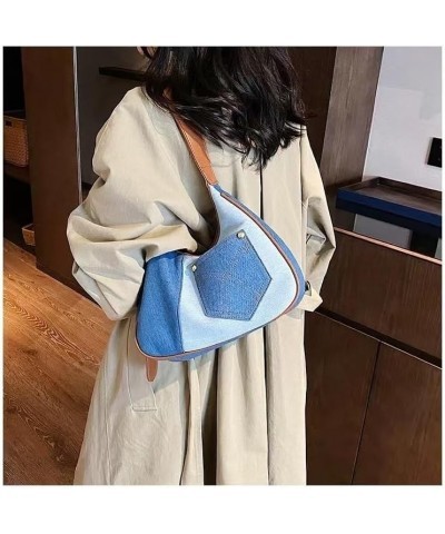 Women Large Denim Bag, Trendy Jean Purses for Women Y2K Denim Shoulder Bag Hobo Purses Handbags Light Blue $16.14 Hobo Bags