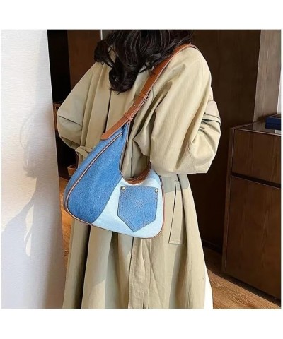 Women Large Denim Bag, Trendy Jean Purses for Women Y2K Denim Shoulder Bag Hobo Purses Handbags Light Blue $16.14 Hobo Bags