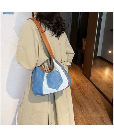 Women Large Denim Bag, Trendy Jean Purses for Women Y2K Denim Shoulder Bag Hobo Purses Handbags Light Blue $16.14 Hobo Bags