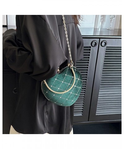 Women Evening Bag Heart Shape Clutch Purse Velvet Shoulder Handbags Green $17.49 Evening Bags