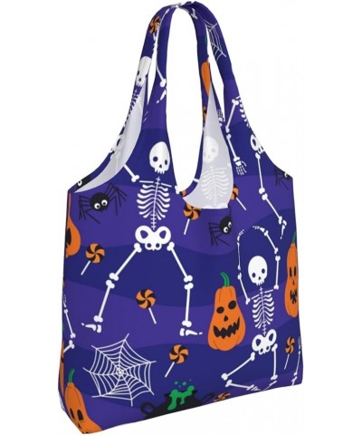 Halloween Skulls Single Shoulder Commuter Canvas Tote Bags For Women And Men Halloween Skulls38 $9.67 Totes