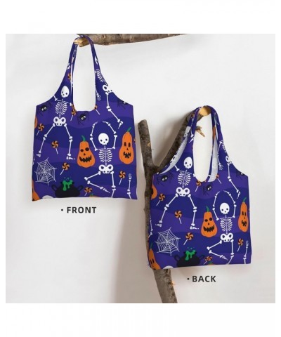 Halloween Skulls Single Shoulder Commuter Canvas Tote Bags For Women And Men Halloween Skulls38 $9.67 Totes