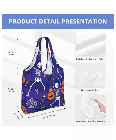 Halloween Skulls Single Shoulder Commuter Canvas Tote Bags For Women And Men Halloween Skulls38 $9.67 Totes