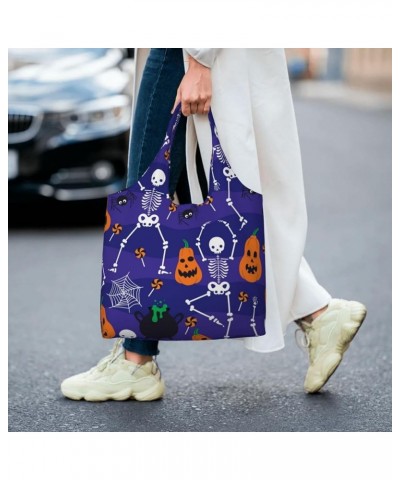 Halloween Skulls Single Shoulder Commuter Canvas Tote Bags For Women And Men Halloween Skulls38 $9.67 Totes