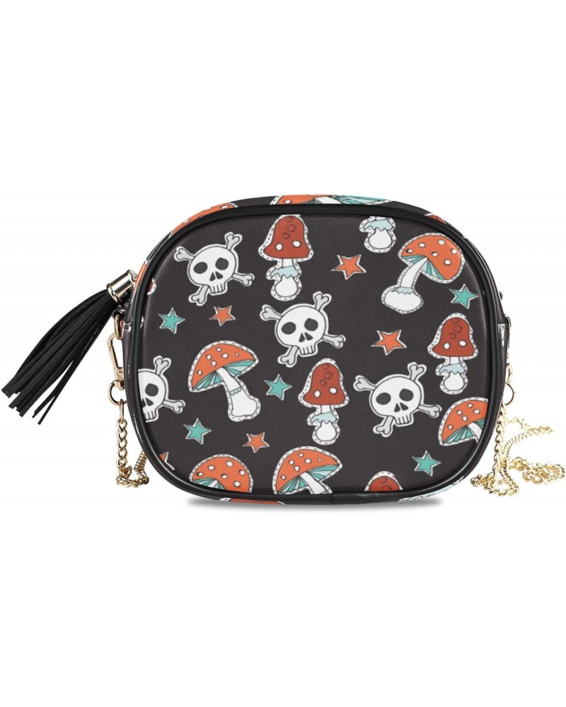 Crossbody Purse Small Crossbody Bags Shoulder Handbags Mushroom Skull for Women $12.25 Shoulder Bags