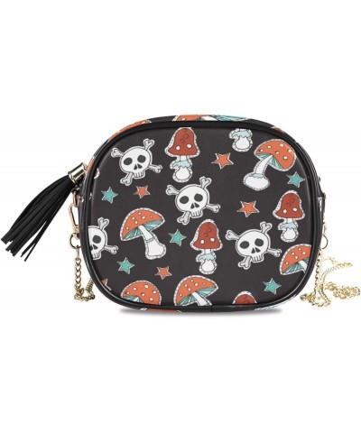 Crossbody Purse Small Crossbody Bags Shoulder Handbags Mushroom Skull for Women $12.25 Shoulder Bags