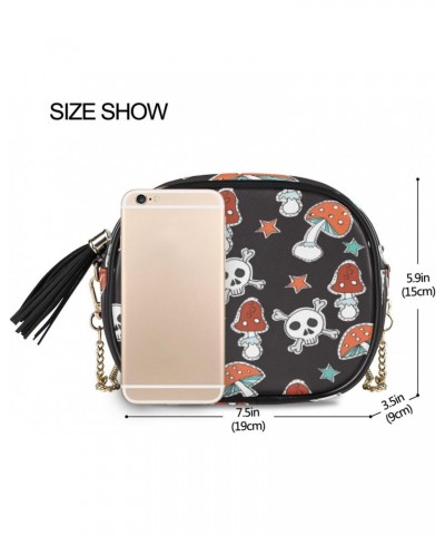 Crossbody Purse Small Crossbody Bags Shoulder Handbags Mushroom Skull for Women $12.25 Shoulder Bags