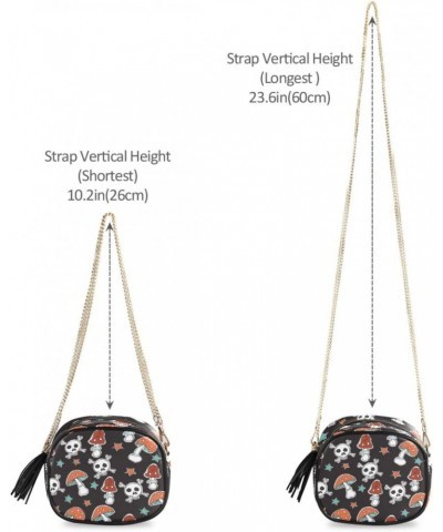 Crossbody Purse Small Crossbody Bags Shoulder Handbags Mushroom Skull for Women $12.25 Shoulder Bags