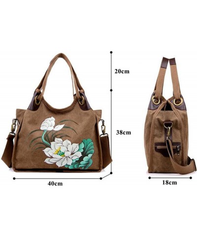 Canvas Messenger Bags Hand-painted Flowers Hobos Shoulder Bag Totes Cross-Body Bag Satchels Coffee $24.80 Shoulder Bags