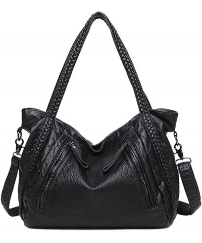 Handbags and Purses for Women Crossbody Bags PU Leather Hobo Black Satchels Casual Shoulder Bags L-black $34.86 Totes