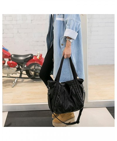 Handbags and Purses for Women Crossbody Bags PU Leather Hobo Black Satchels Casual Shoulder Bags L-black $34.86 Totes