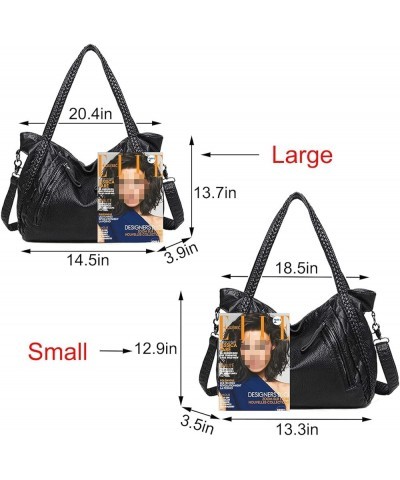 Handbags and Purses for Women Crossbody Bags PU Leather Hobo Black Satchels Casual Shoulder Bags L-black $34.86 Totes