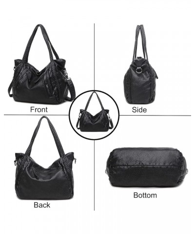 Handbags and Purses for Women Crossbody Bags PU Leather Hobo Black Satchels Casual Shoulder Bags L-black $34.86 Totes