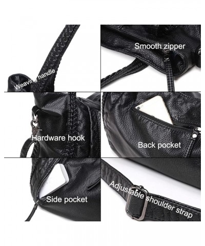 Handbags and Purses for Women Crossbody Bags PU Leather Hobo Black Satchels Casual Shoulder Bags L-black $34.86 Totes