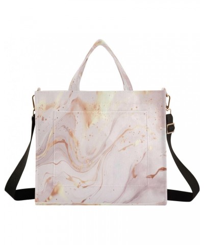 Pink Marble Ripple Crossbody Bag Women Corduroy Tote Bags Casual Shoulder Handbag Hobo Messenger Bag, S $13.15 Totes