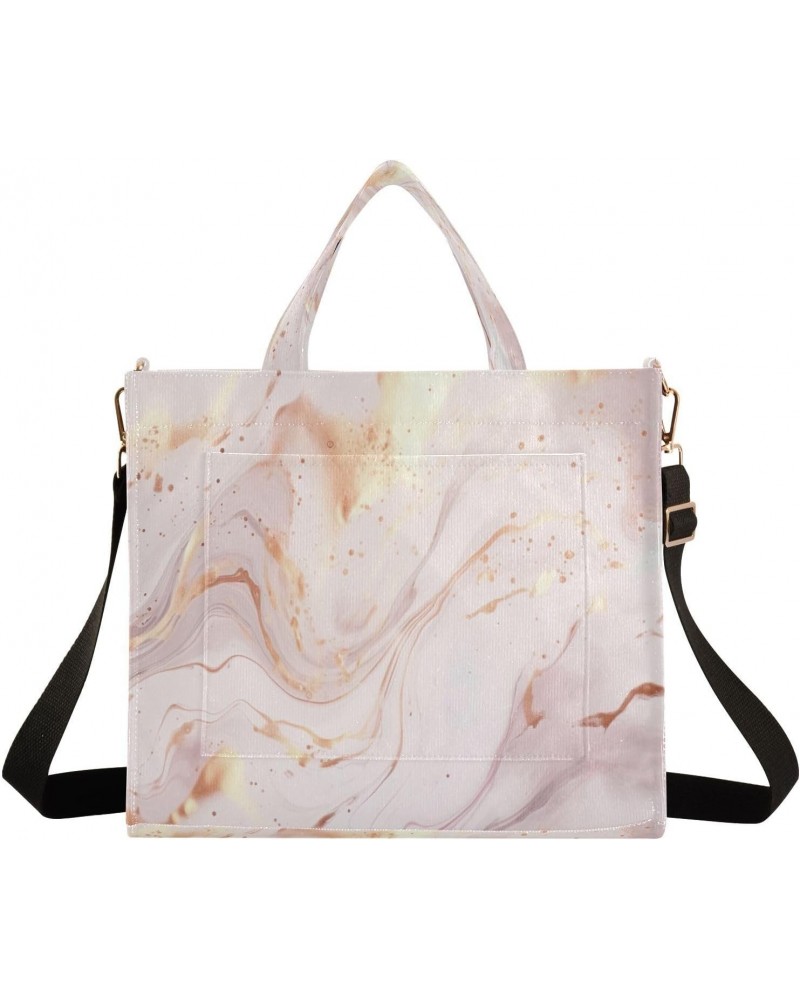 Pink Marble Ripple Crossbody Bag Women Corduroy Tote Bags Casual Shoulder Handbag Hobo Messenger Bag, S $13.15 Totes