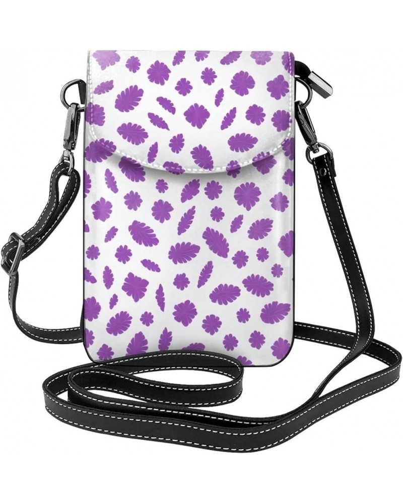 Skull Print Patterns Small Mobile Phone Wallet Leather, Multi Colored, Lightweight And Cute Purple Leaf Print Pattern $19.98 ...