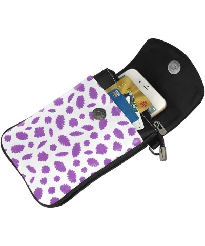 Skull Print Patterns Small Mobile Phone Wallet Leather, Multi Colored, Lightweight And Cute Purple Leaf Print Pattern $19.98 ...