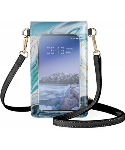 Aztec Style Touch Screen Purse Crossbody Cell Phone Bag for Women Teal Marble $14.39 Crossbody Bags