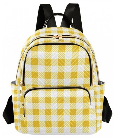 Women Backpack Gingham Cute Yellow Plaid Anti-Theft Travel Backpack with Luggage Belt Lightweight Handbag Lady Purse Roomy Do...