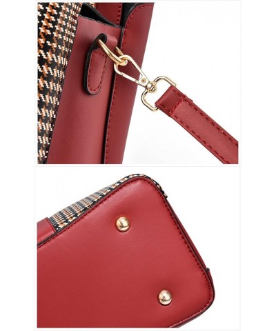 Large Satchel Handbags for Women Top Handle Crossbody Bag Ladies Plaid Elegant Tote Purse with Adjustable Strap Red $20.21 Totes