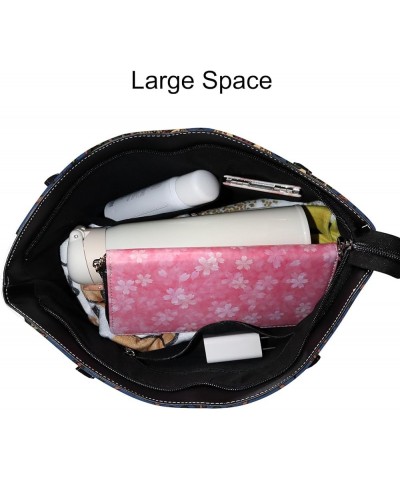 Women's Fashion Casual Handbag,PU Leather Large Capacity PC Work Bag,Travel Camping Picnic Single Shoulder Bag Patterned Whee...