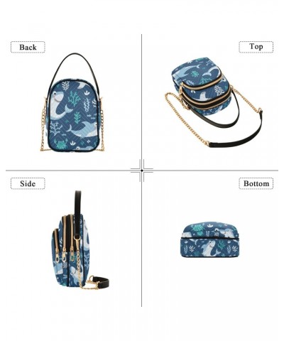 Crossbody Bag for Women, Cute Shark Sea Animal Cartoon Blue Phone Purse Detachable Chain Bag Shoulder Handbag Wallet $10.56 C...