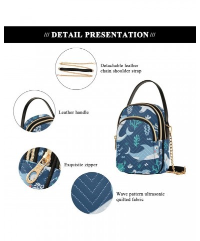 Crossbody Bag for Women, Cute Shark Sea Animal Cartoon Blue Phone Purse Detachable Chain Bag Shoulder Handbag Wallet $10.56 C...