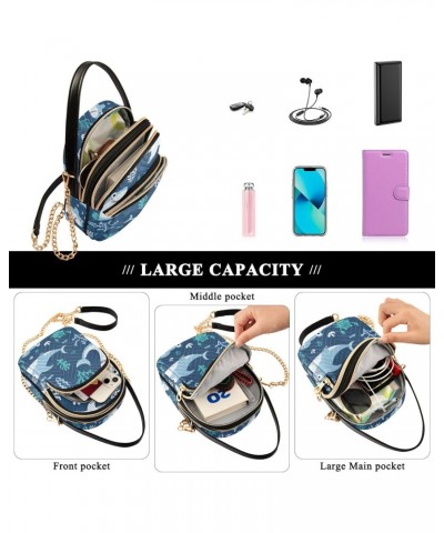 Crossbody Bag for Women, Cute Shark Sea Animal Cartoon Blue Phone Purse Detachable Chain Bag Shoulder Handbag Wallet $10.56 C...