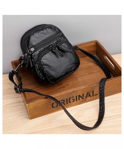 Girls Small Single Shoulder Phone Bag Women Retro Mini Crossbody Phone Bag Mini Messenger Bag Wallet Satchel Bag Black-1 $9.6...