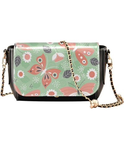 Colorful Butterflies Print Women's Crossbody Handbags, PU Leather Flap Crossbody Bags, Women's Shoulder Handbag Purse Style16...