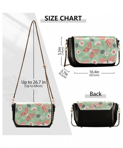 Colorful Butterflies Print Women's Crossbody Handbags, PU Leather Flap Crossbody Bags, Women's Shoulder Handbag Purse Style16...