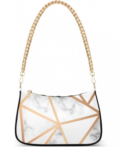 Marble Golden Geometric Lines Fashion Quilted Crossbody Bag for Women Shoulder Evening Purse with Gold Chain & Smooth Zipper ...