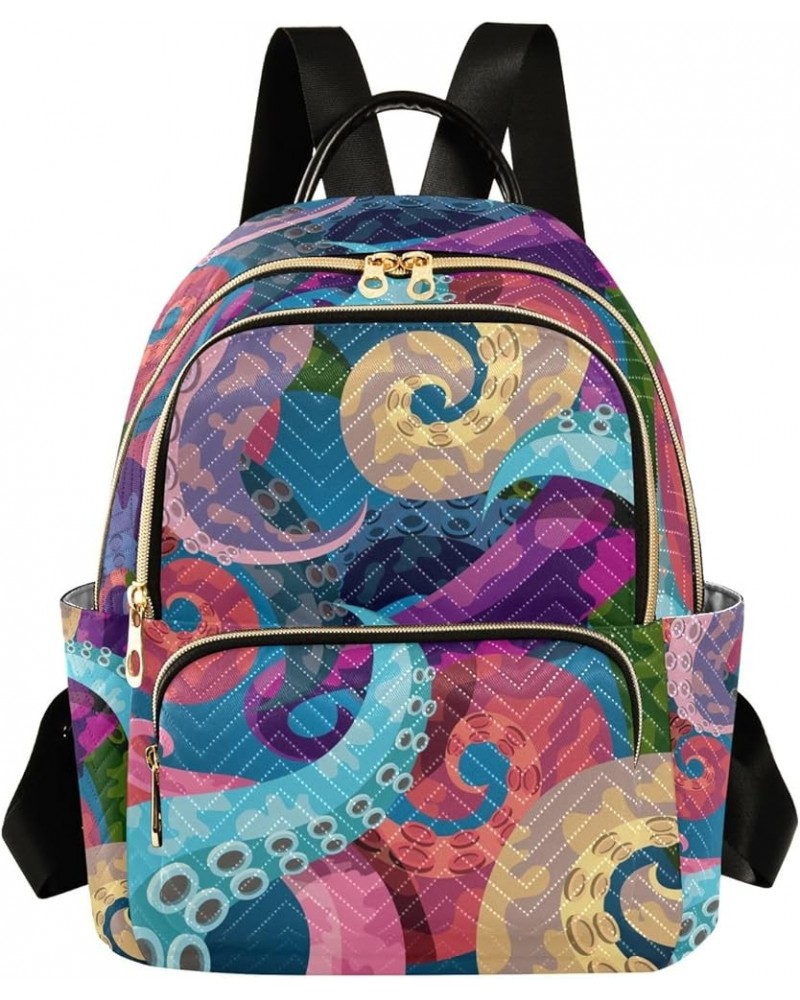 Travel Backpack Purse for Women Fashion Anti-theft Work Casual Rainbow Octopus Daypack Shoulder Bag Medium Size Small $16.28 ...