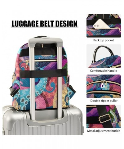 Travel Backpack Purse for Women Fashion Anti-theft Work Casual Rainbow Octopus Daypack Shoulder Bag Medium Size Small $16.28 ...