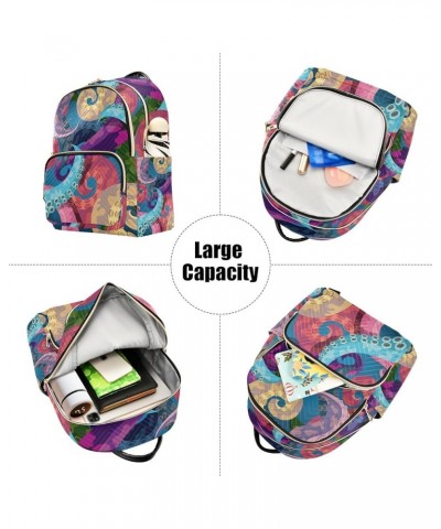 Travel Backpack Purse for Women Fashion Anti-theft Work Casual Rainbow Octopus Daypack Shoulder Bag Medium Size Small $16.28 ...