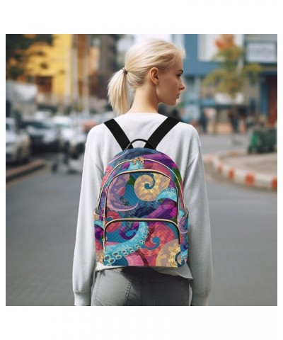 Travel Backpack Purse for Women Fashion Anti-theft Work Casual Rainbow Octopus Daypack Shoulder Bag Medium Size Small $16.28 ...