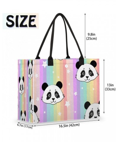 Rainbow Stripe Panda Large Tote Bag Shoulder Bag For Women Teachers Nurses Work Shopping Travel Handbag Purse $10.66 Totes