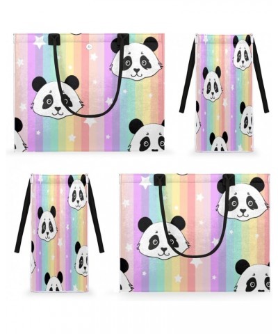 Rainbow Stripe Panda Large Tote Bag Shoulder Bag For Women Teachers Nurses Work Shopping Travel Handbag Purse $10.66 Totes