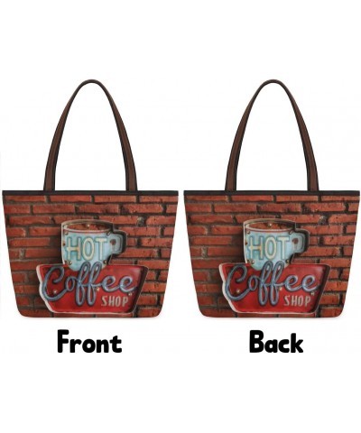 Coffee Cup Pattern(03) Large Tote Bag For Women Shoulder Handbags with Zippper Top Handle Satchel Bags for Shopping Travel Gy...