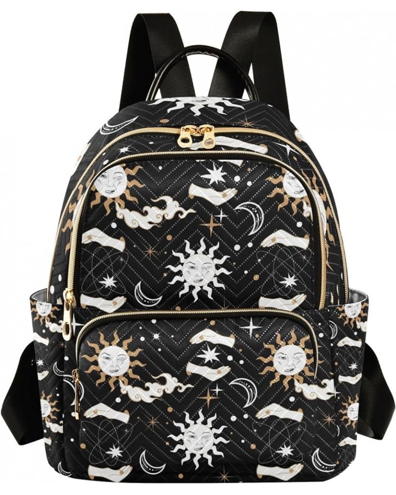 Boho Sun Moon Stars Vintage Backpack for Women Shoulder Bag Lightweight Mini Backpack Casual Daypack Back Pack for Travel Sma...