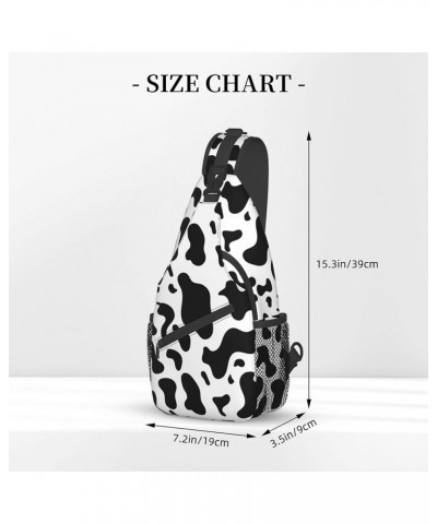 Men Sling Backpack Packable Breathable Shoulder Chest Crossbody Bag - Black And White Animal Cow Print Anti-Theft Multipurpos...