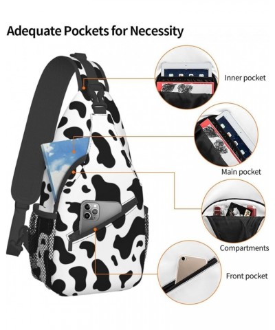 Men Sling Backpack Packable Breathable Shoulder Chest Crossbody Bag - Black And White Animal Cow Print Anti-Theft Multipurpos...