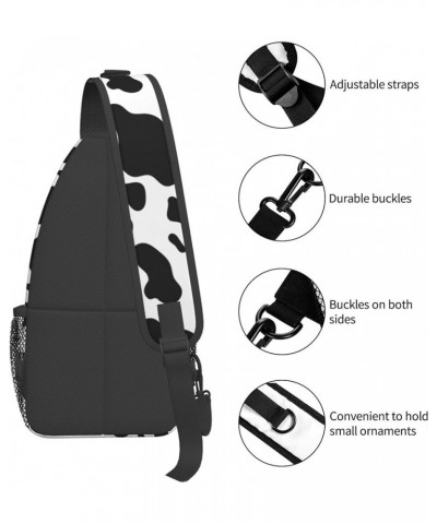 Men Sling Backpack Packable Breathable Shoulder Chest Crossbody Bag - Black And White Animal Cow Print Anti-Theft Multipurpos...