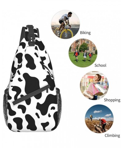 Men Sling Backpack Packable Breathable Shoulder Chest Crossbody Bag - Black And White Animal Cow Print Anti-Theft Multipurpos...