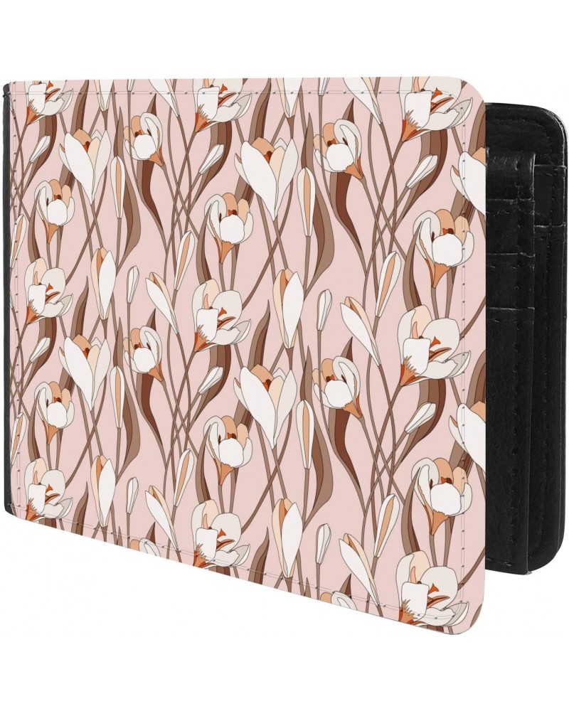 Unique Desige Pattern - Flower crocus floral pattern, Slim Front Pocket Wallet Billfold RFID Blocking $12.09 Wallets