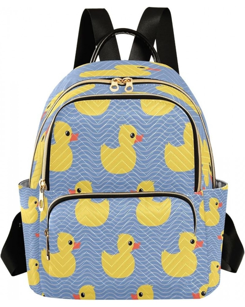 Yellow Rubber Duck Mini Backpack Purse for Women, Cute Wave Travel Backpack Fashion Backpack Lightweight Shoulder Bag Small C...