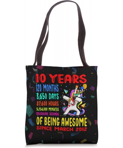 10 Years Of Being Awesome 10th Birthday Kids Dabbing Unicorn Tote Bag $10.27 Totes