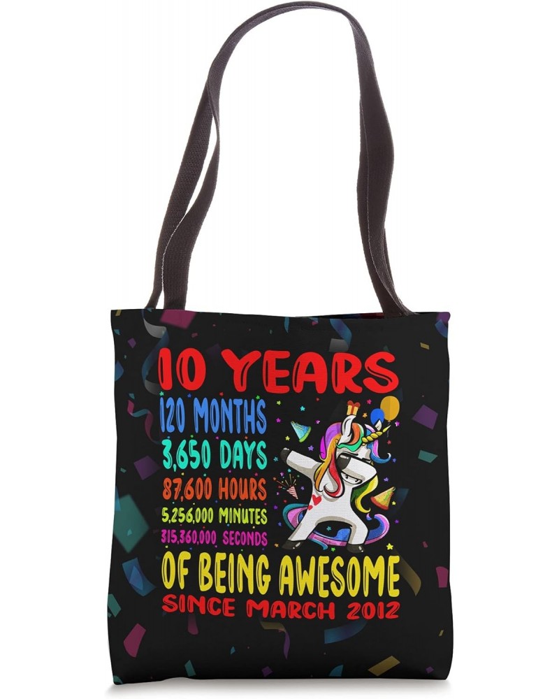 10 Years Of Being Awesome 10th Birthday Kids Dabbing Unicorn Tote Bag $10.27 Totes