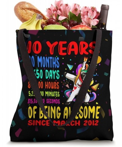 10 Years Of Being Awesome 10th Birthday Kids Dabbing Unicorn Tote Bag $10.27 Totes